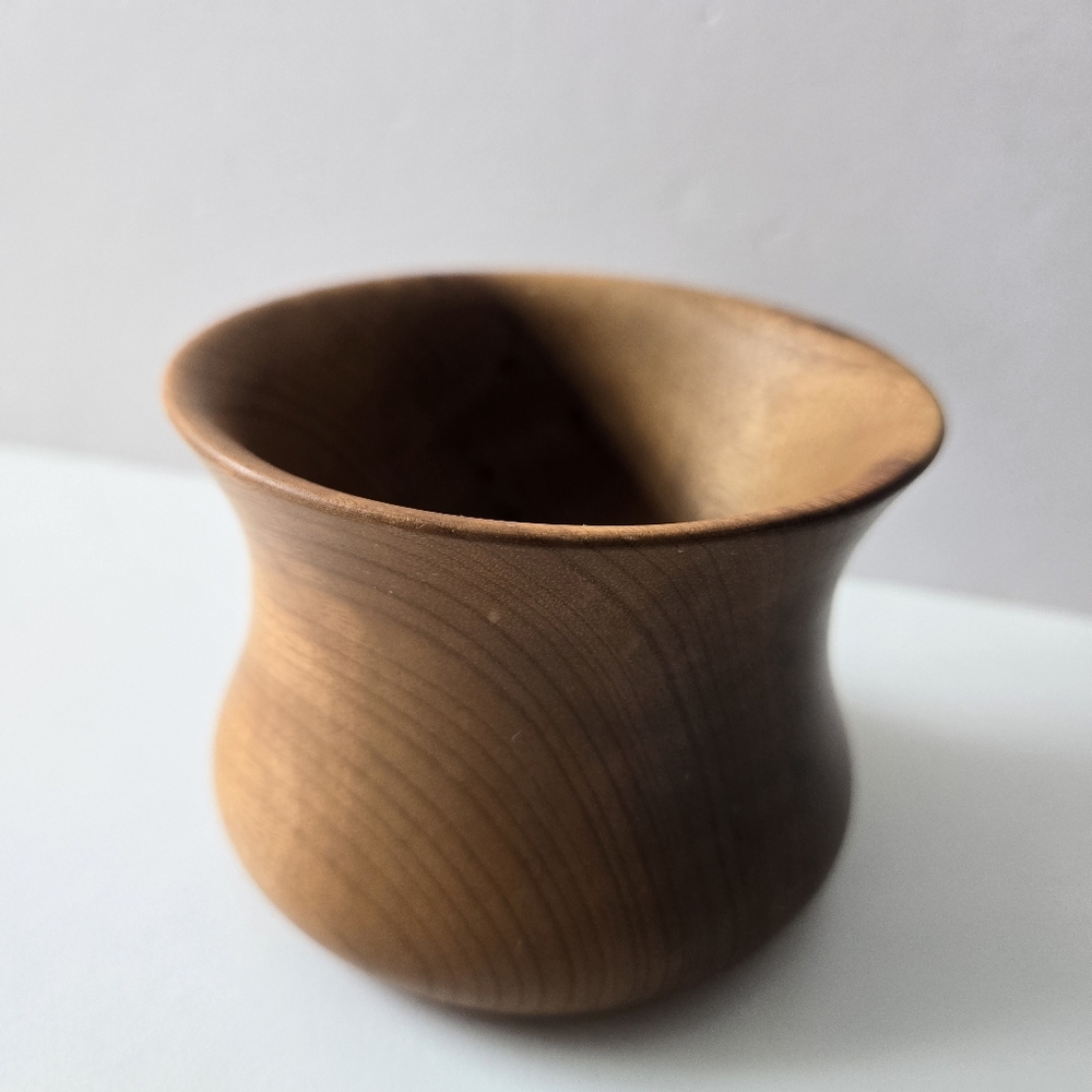 Vintage Myrtlewood Chalet Oregon MCM Trinket Bowl Cup 3” Natural Wood Art